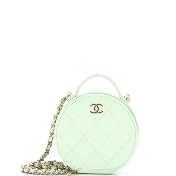 Chanel Handle with Care Round Vanity Case with Chain Quilted Caviar Small