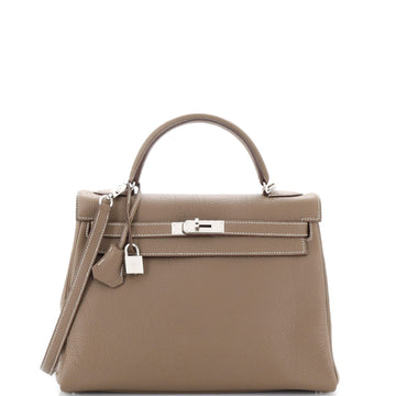 Hermes Kelly Handbag Grey Togo with Palladium Hardware 32