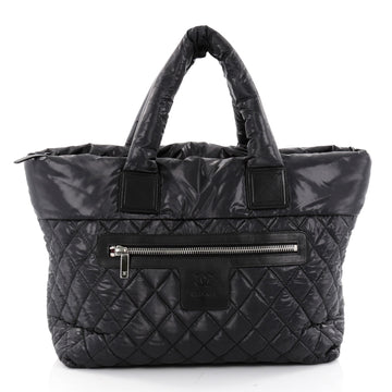 Chanel Coco Cocoon Zipped Tote Quilted Nylon Large Black 2332201