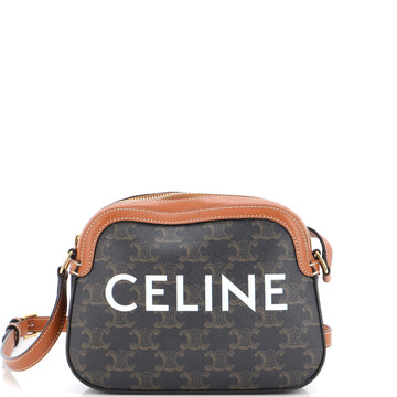 Celine Logo Camera Bag Triomphe Coated Canvas Small