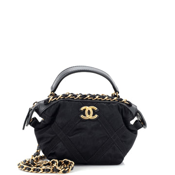 Chanel Top Handle Clutch with Chain Nylon with Grosgrain Mini