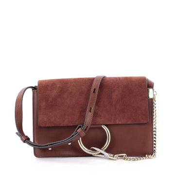 Chloe Faye Shoulder Bag Leather and Suede Small Red 2332501