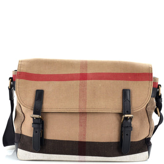 Burberry Baildon Messenger Bag House Check Canvas Large