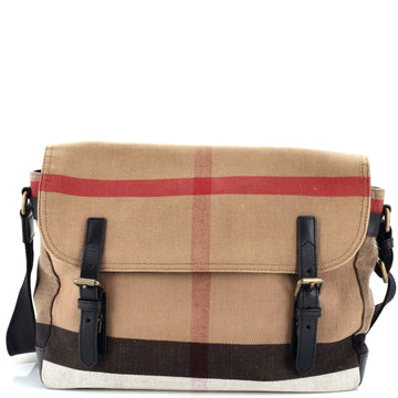 Burberry Baildon Messenger Bag House Check Canvas Large