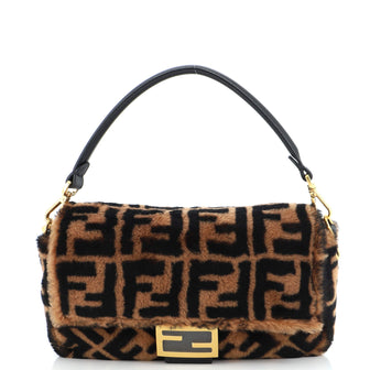 Fendi Baguette NM Bag Zucca Shearling Medium
