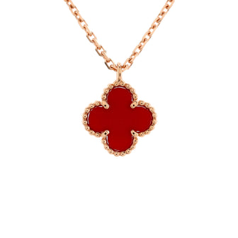 Van Cleef & Arpels Sweet Alhambra Pendant Necklace 18K Rose Gold and Carnelian