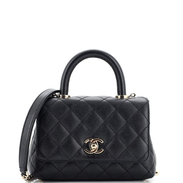 Chanel Coco Top Handle Bag Quilted Caviar Extra Mini