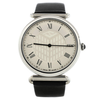 Fendi Palazzo Quartz Watch Stainless Steel and Leather 41