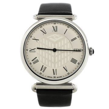 Fendi Palazzo Quartz Watch Stainless Steel and Leather 41