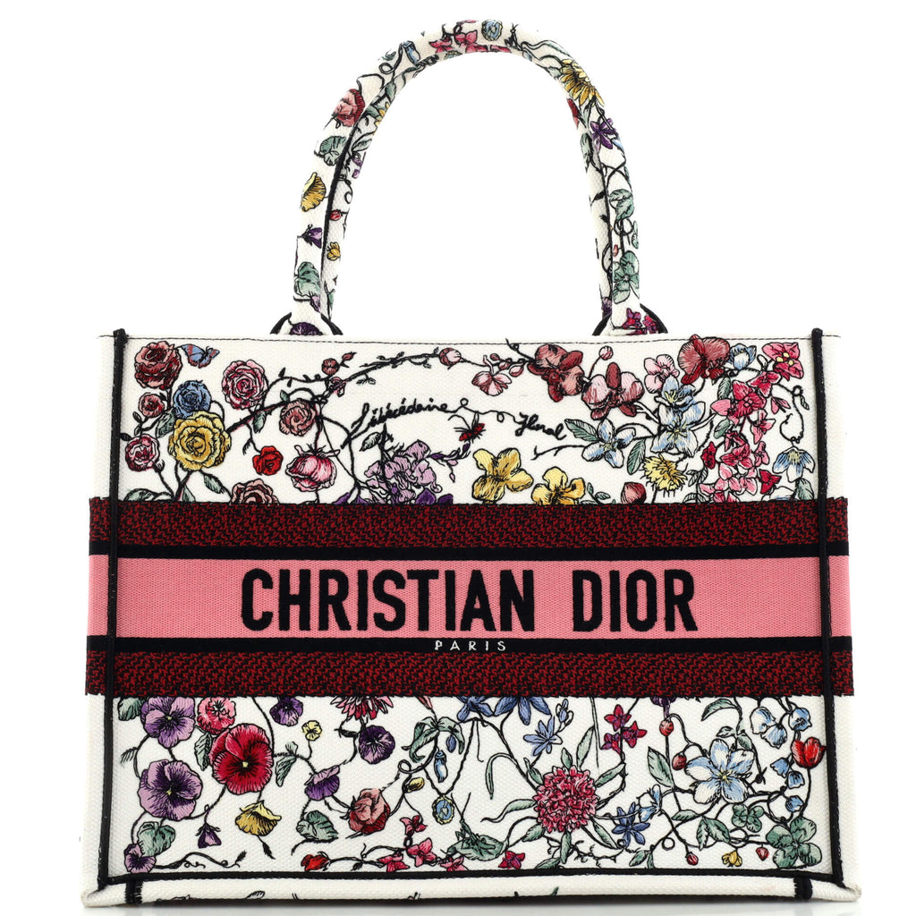 Christian Dior Book Tote Embroidered Canvas Medium Multicolor 2333191