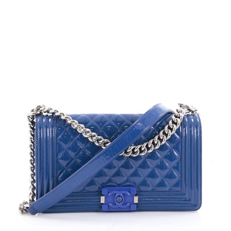 Chanel Boy Flap Bag Quilted Plexiglass Patent Old Medium Black