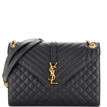 Saint Laurent Classic Monogram Envelope Satchel Mixed Matelasse Leather Large