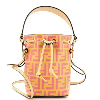Fendi Mon Tresor Bucket Bag Zucca Embossed Leather Mini
