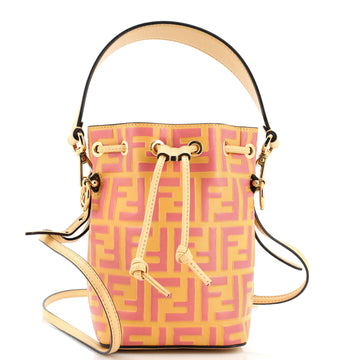 Fendi Mon Tresor Bucket Bag Zucca Embossed Leather Mini