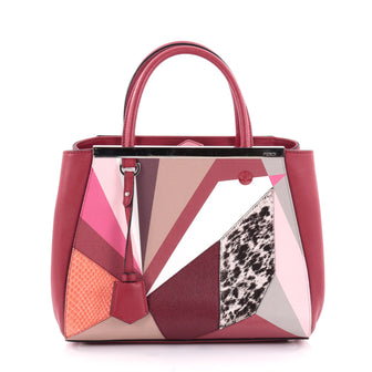 Fendi 2Jours Handbag Mixed Media Petite Red 2334301