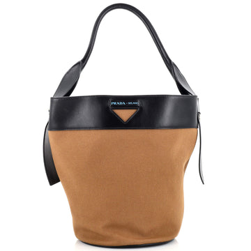 Prada Ouverture Bucket Bag Canvas with Leather Medium