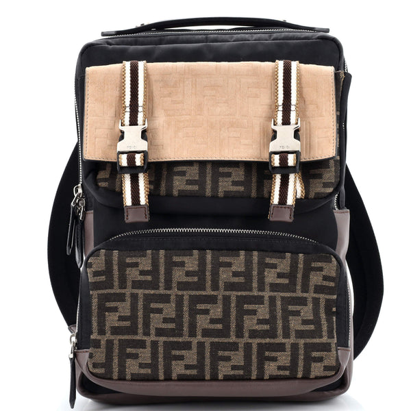 Fendi Zucca Backpack Nylon Leather Brown Black Silver FENDI Zucca Backpack Brown Vintage aszbe7 – VintageShop solo main image 3
