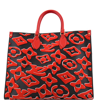 Louis Vuitton Urs Fischer Monogram Red OntheGo Tote bag Leather