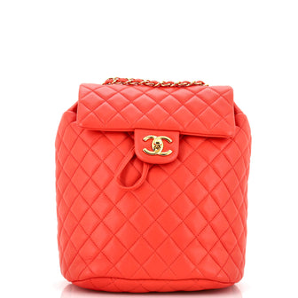 Chanel Red Quilted Lambskin Leather Small Urban Spirit Backpack