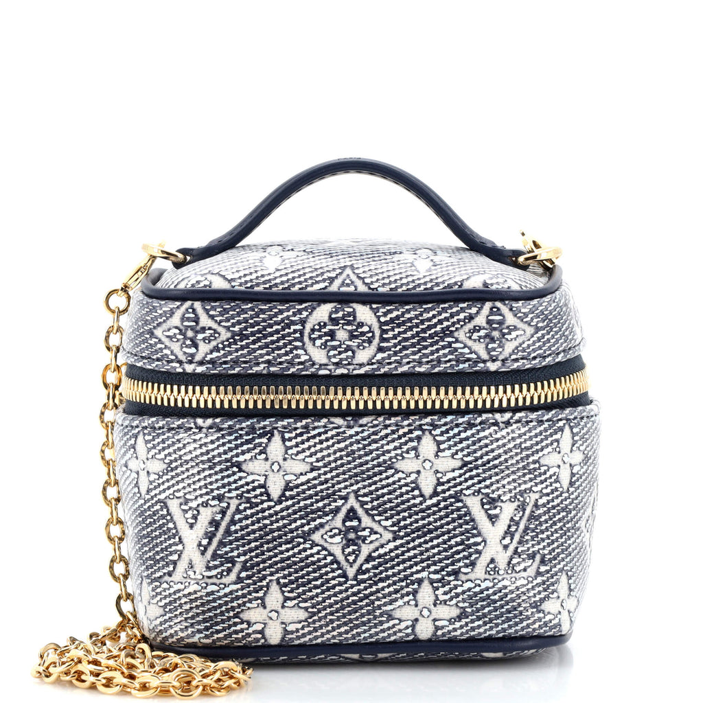 Louis Vuitton Vanity Handbag Monogram Jacquard Denim Micro Blue