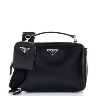 Prada Brique Crossbody Bag Brushed Leather Small Black 233431213