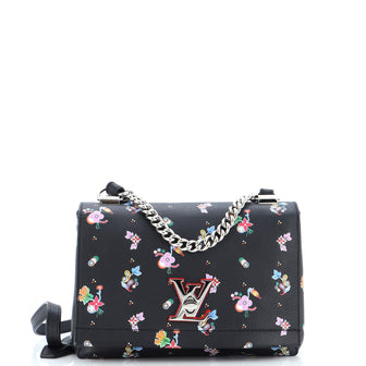 Louis Vuitton Lockme II Handbag Floral Printed Leather Bb Black