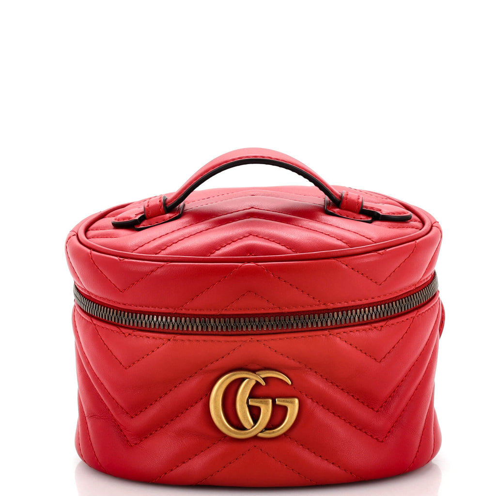 Gucci GG Marmont Vanity Backpack Matelasse Leather Mini Red  display picture 1