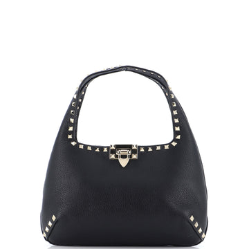 Valentino Garavani Rockstud Flip Lock Hobo Leather Small