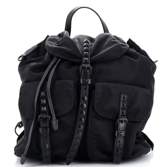 Prada New Vela Backpack Tessuto with Studded Leather