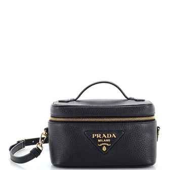 Prada Convertible Top Handle Vanity Shoulder Bag Vitello Daino 