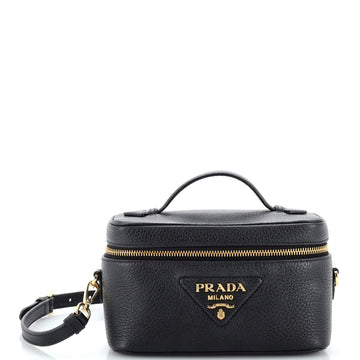 Prada Convertible Top Handle Vanity Shoulder Bag Vitello Daino Mini