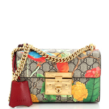 Gucci Padlock Shoulder Bag Tian Print GG Coated Canvas Small
