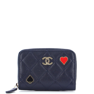 Chanel Coco Casino Zip Coin Purse Quilted Caviar