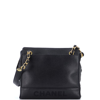 Chanel Vintage Logo Chain Tote Caviar Small