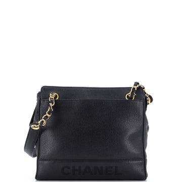 Chanel Vintage Logo Chain Tote Caviar Small