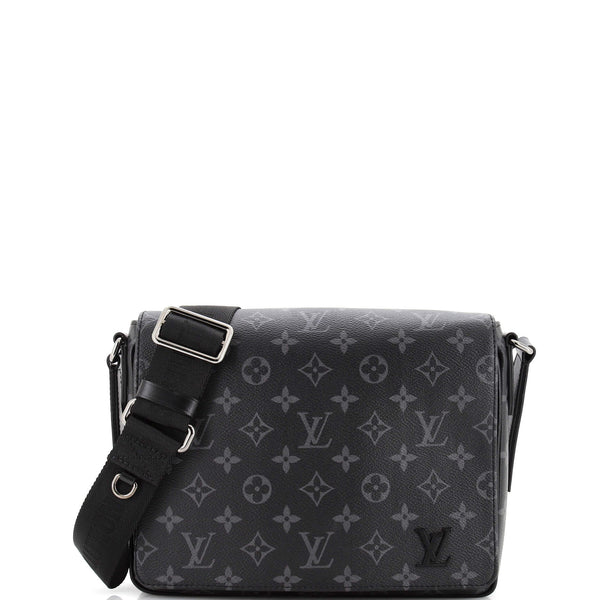 Louis+Vuitton+District+Messenger+Bag+PM+Black+Canvas+Monogram+