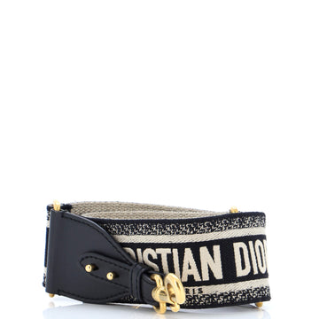 Christian Dior Logo Shoulder Strap Embroidered Canvas