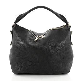 Burberry Ledbury Convertible Hobo Heritage Grained Leather Small Balck 2334501