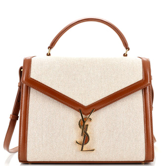 Saint Laurent Cassandra Top Handle Bag Canvas with Leather Medium