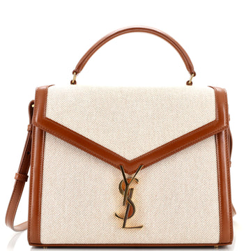 Saint Laurent Cassandra Top Handle Bag Canvas with Leather Medium
