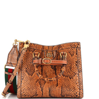 Gucci Diana NM Bamboo Handle Tote Python Small
