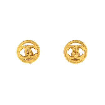 Chanel Vintage CC Round Cutout Clip-On Earrings Metal