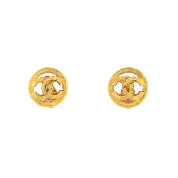 Chanel Vintage CC Round Cutout Clip-On Earrings Metal