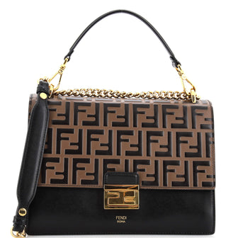 Fendi Kan U Shoulder Bag Zucca Embossed Leather Medium