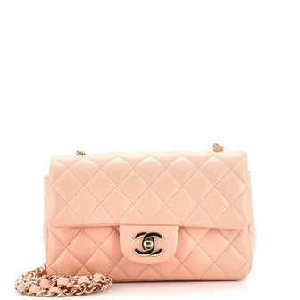Chanel Classic Single Flap Bag Quilted Lambskin Mini Pink 2335422