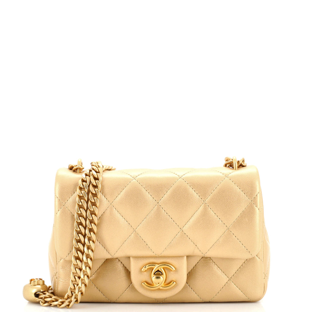 Chanel Sweet Heart Chain Flap Bag Quilted Lambskin Mini Gold 2335461