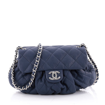 Chanel Chain Around Flap Bag Quilted Leather Medium Blue