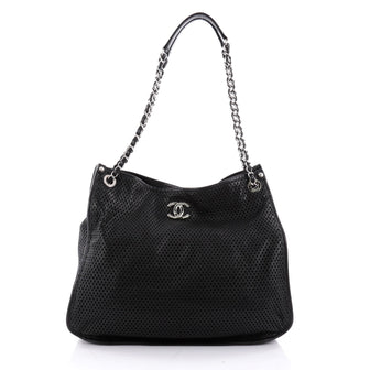 Chanel Up In The Air Tote Perforated Leather Black