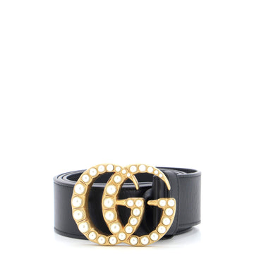 Gucci Pearly GG Marmont Belt Leather Wide
