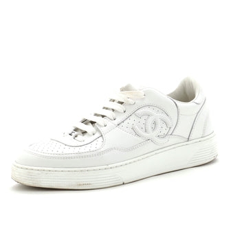 Chanel Women's CC Low-Top Sneakers Perforated Leather White 2335722